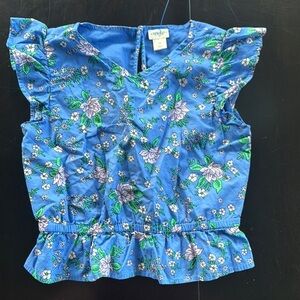 Crewcuts Tropical Blue and Green Ruffle Blouse